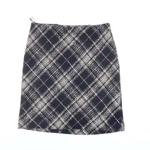 Marks and Spencer Womens Blue Plaid Acrylic A-Line Skirt Size 16