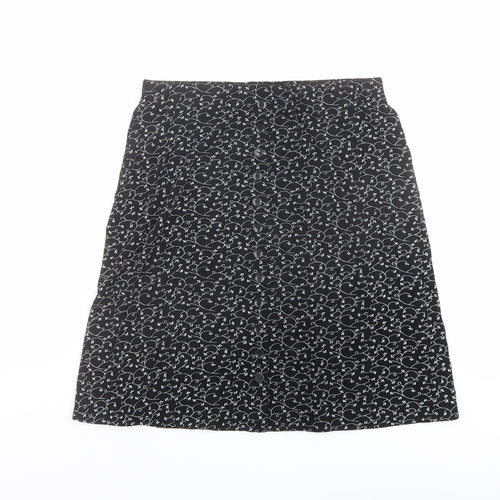 Briggs New York Womens Black Floral Nylon A-Line Skirt Size S