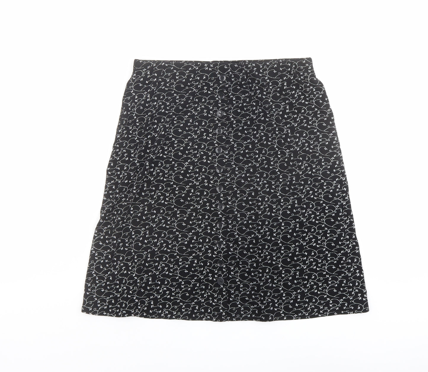 Briggs New York Womens Black Floral Nylon A-Line Skirt Size S
