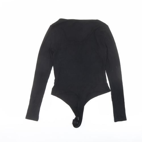 FW Bridge Womens Black Viscose Bodysuit One-Piece Size 12 Snap