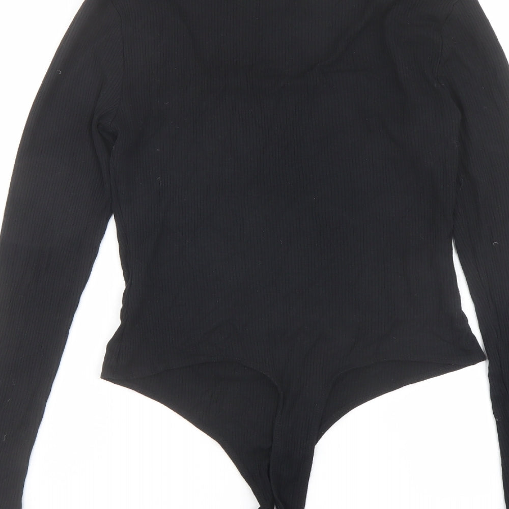 FW Bridge Womens Black Viscose Bodysuit One-Piece Size 12 Snap