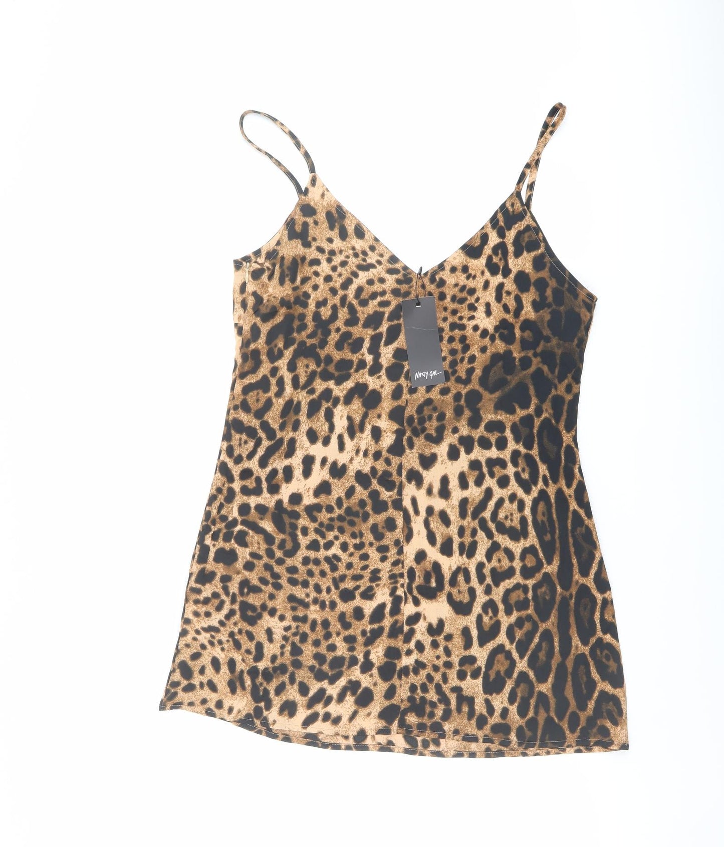 Nasty Gal Womens Brown Animal Print Polyester Camisole Tank Size 10 V-Neck - Leopard Print