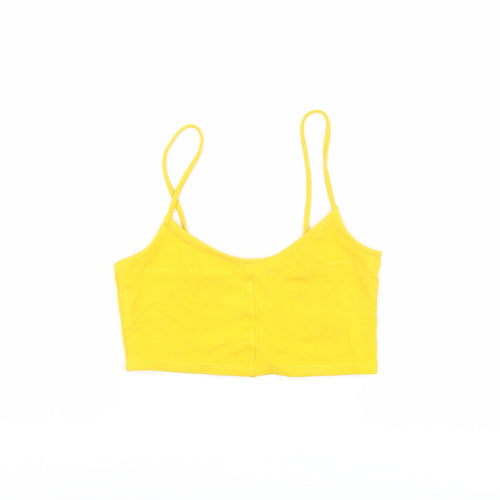 Topshop Womens Yellow Viscose Cropped Tank Size 8 Scoop Neck - Bralette