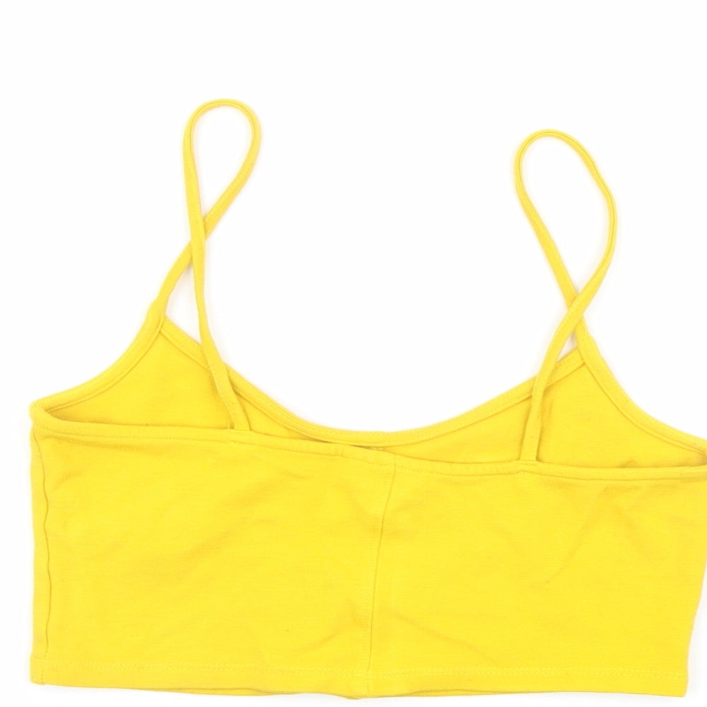 Topshop Womens Yellow Viscose Cropped Tank Size 8 Scoop Neck - Bralette