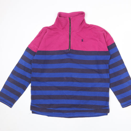 Joules Womens Blue Colourblock Cotton Pullover Sweatshirt Size 12 Zip