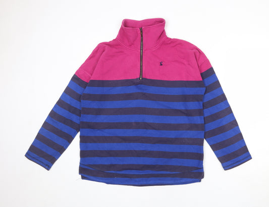 Joules Womens Blue Colourblock Cotton Pullover Sweatshirt Size 12 Zip