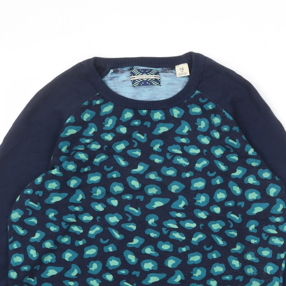 Scotch & Soda Womens Blue Geometric Cotton Pullover Sweatshirt Size M Pullover