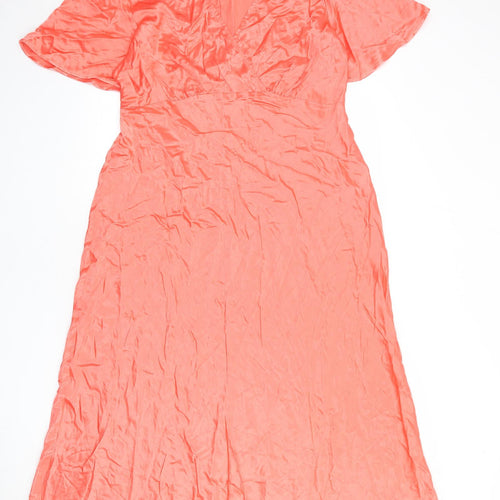 Marks and Spencer Womens Pink Viscose Maxi Size 18 V-Neck Pullover