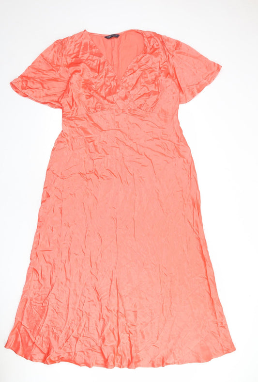 Marks and Spencer Womens Pink Viscose Maxi Size 18 V-Neck Pullover