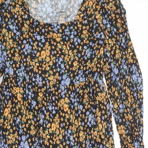 New Look Womens Multicoloured Floral Viscose A-Line Size 8 Round Neck Pullover