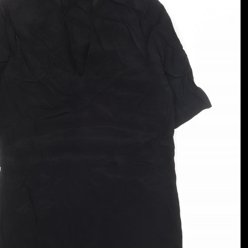 YAYA Womens Black Viscose A-Line Size 8 V-Neck Pullover