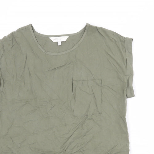 Apricot Womens Green Lyocell Basic T-Shirt Size 8 Round Neck - Pocket Detail