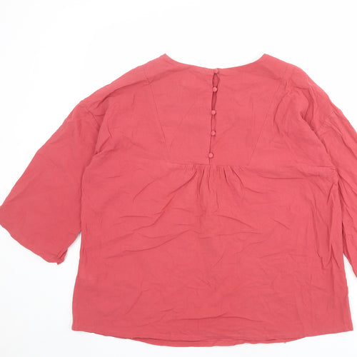 Thought Womens Pink 100% Cotton Basic Blouse Size 16 V-Neck