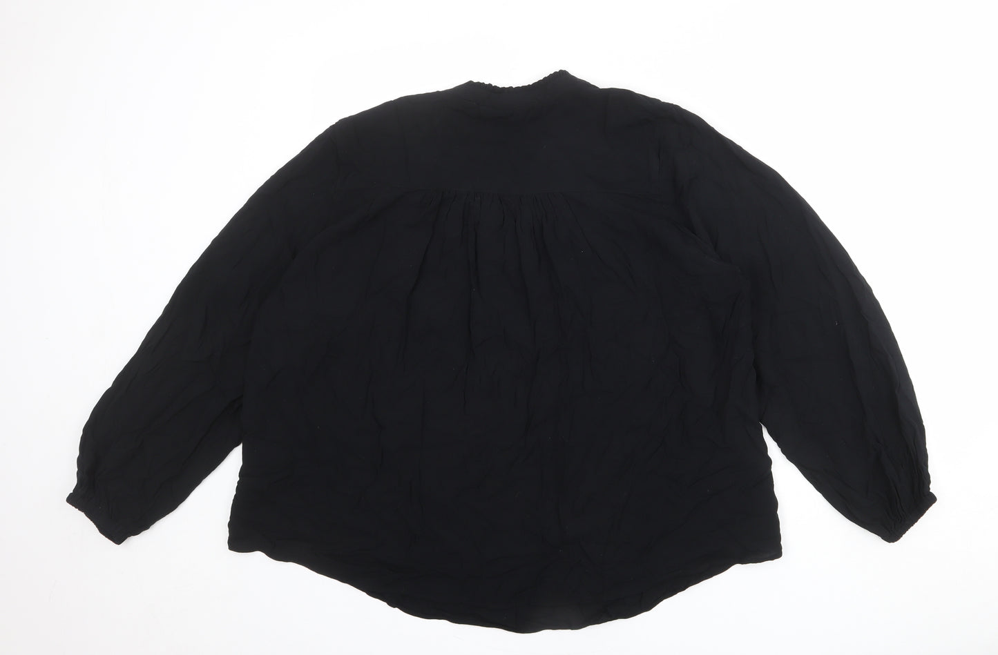 Marks and Spencer Womens Black Viscose Basic Blouse Size 20 V-Neck