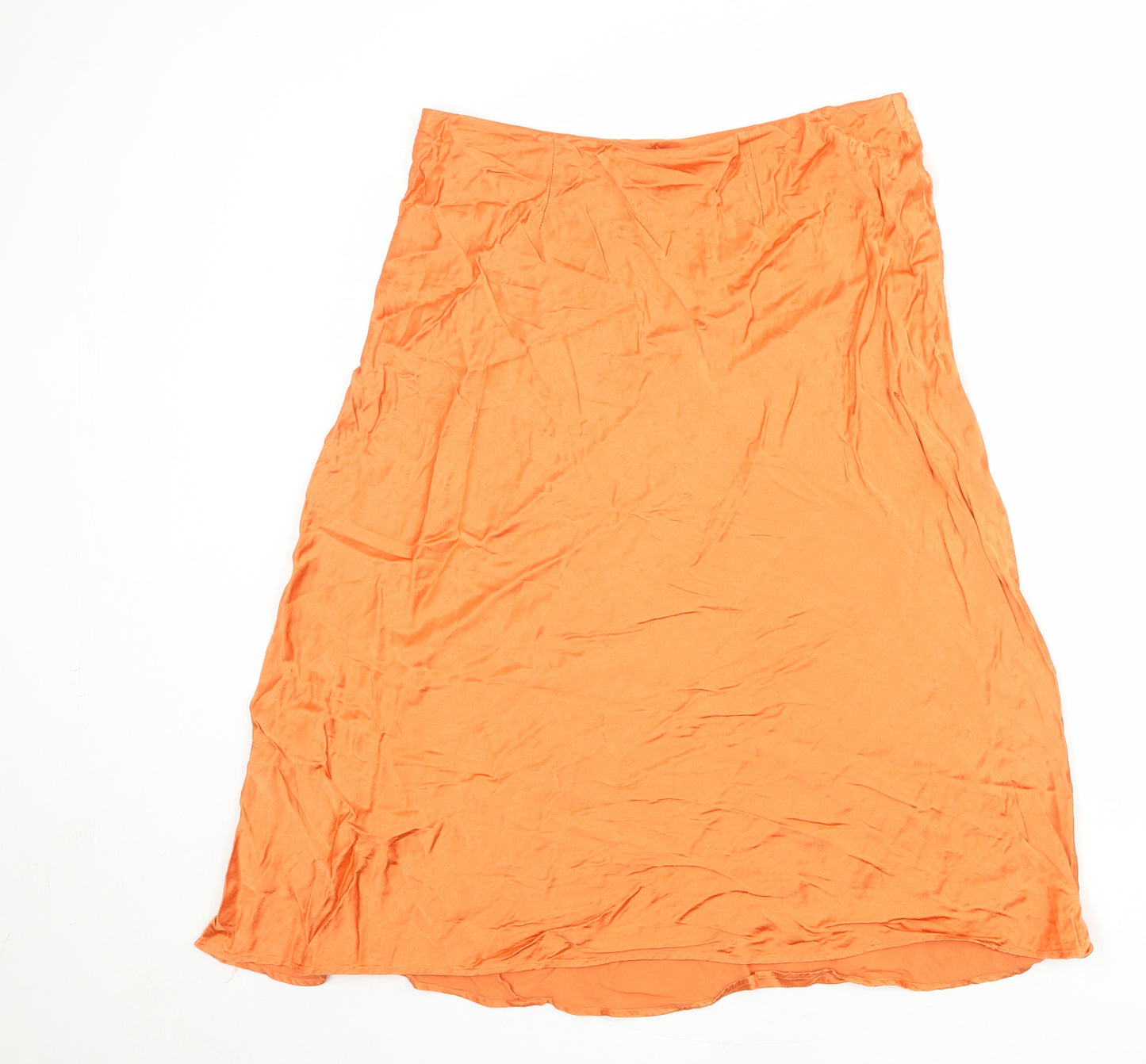 Marks and Spencer Womens Orange Viscose A-Line Skirt Size 16