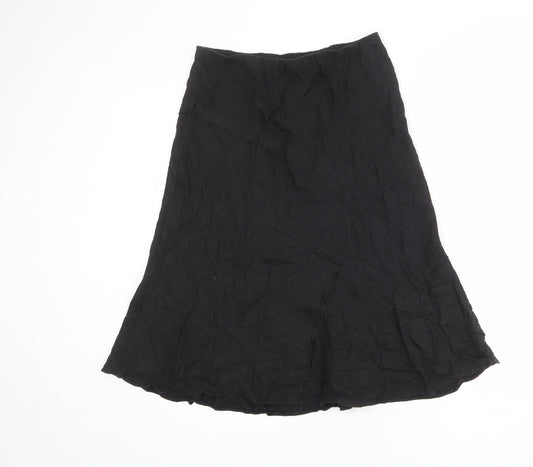Marks and Spencer Womens Black Linen Swing Skirt Size 12