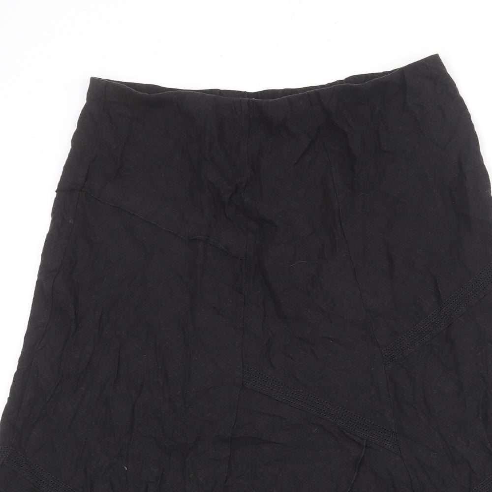 Marks and Spencer Womens Black Linen Swing Skirt Size 12