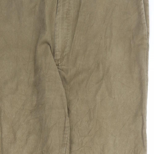 Marks and Spencer Mens Brown Cotton Trousers Size 44 in L31 in Regular Zip