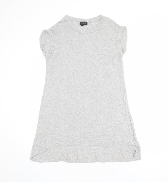 Topshop Womens Grey Viscose T-Shirt Dress Size 8 Crew Neck Pullover