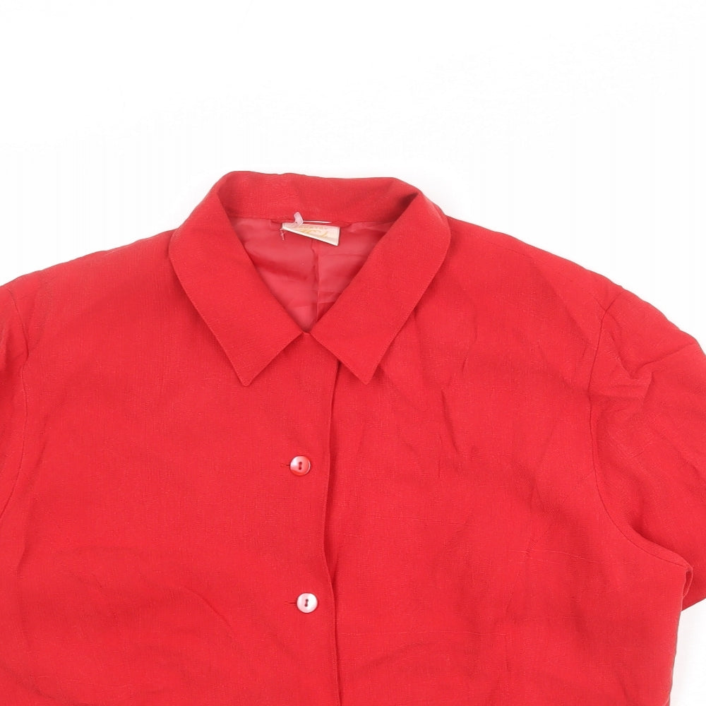 Country Casuals Womens Red Cupro Basic Button-Up Size 14 Collared
