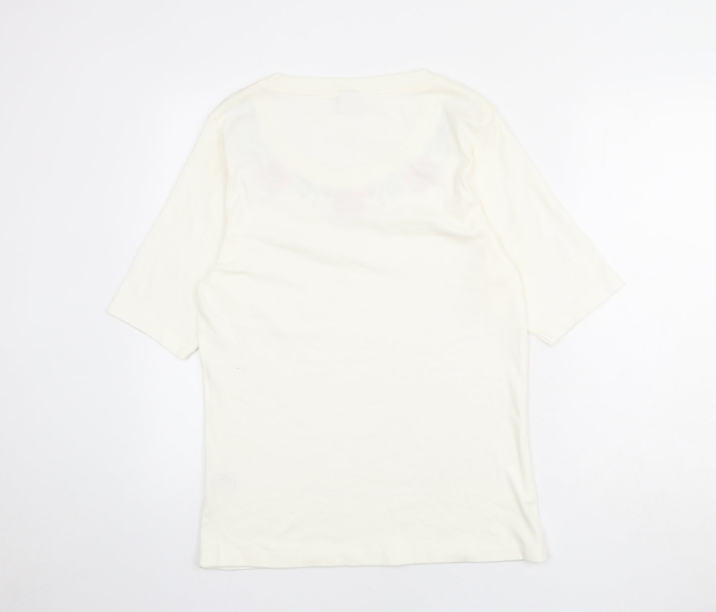 Cotton Traders Womens Ivory 100% Cotton Basic T-Shirt Size 18 Round Neck