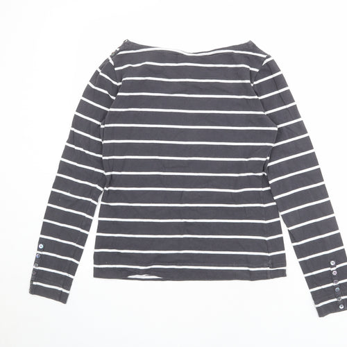 H&M Womens Grey Striped Cotton Basic T-Shirt Size M Boat Neck