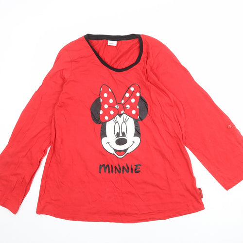 Disney Womens Red 100% Cotton Basic T-Shirt Size 18 Round Neck - Minnie Mouse