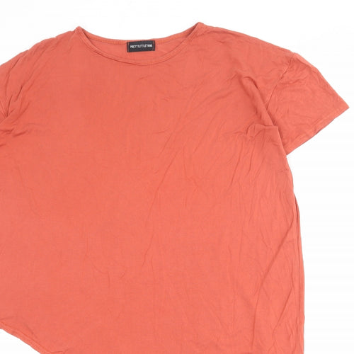 PRETTYLITTLETHING Womens Red Viscose Basic T-Shirt Size 8 Round Neck