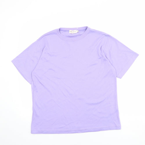 Bonmarché Womens Purple Polyester Basic T-Shirt Size M Round Neck