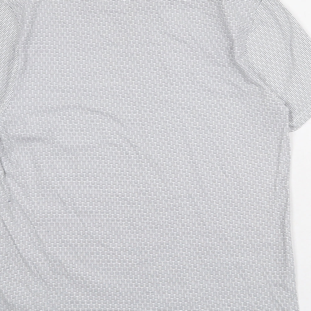Jaeger Mens White Geometric Cotton T-Shirt Size M Crew Neck
