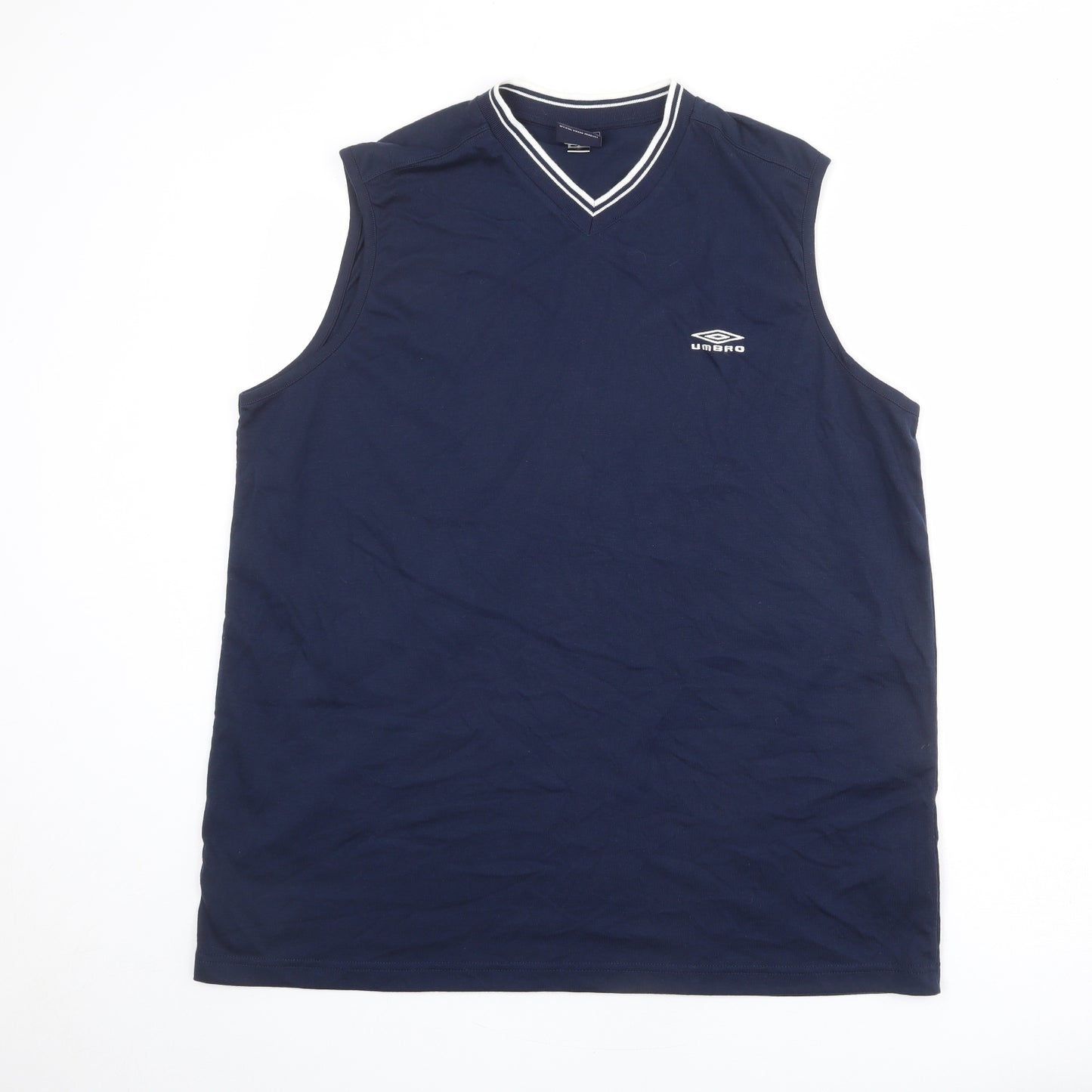 Umbro Mens Blue Polyester T-Shirt Size 2XL V-Neck