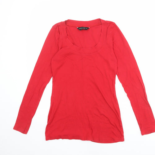 Dorothy Perkins Womens Red 100% Cotton Basic T-Shirt Size 12 Scoop Neck