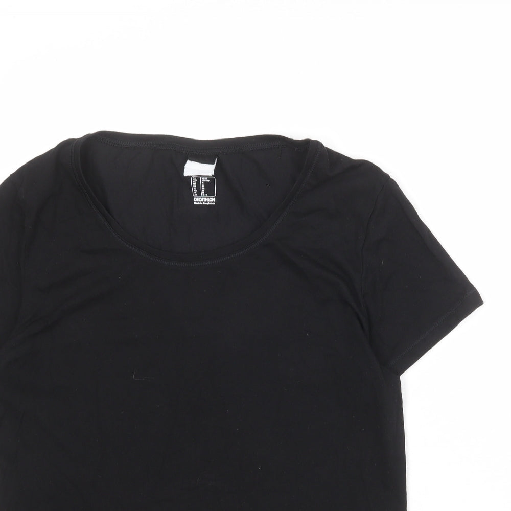DECATHLON Womens Black Lyocell Basic T-Shirt Size M Round Neck