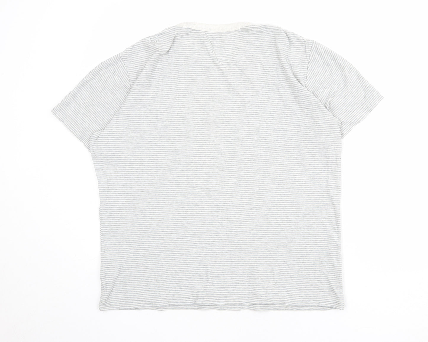 Uniqlo Mens Grey Striped Cotton T-Shirt Size M Crew Neck
