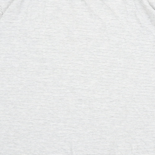 Uniqlo Mens Grey Striped Cotton T-Shirt Size M Crew Neck