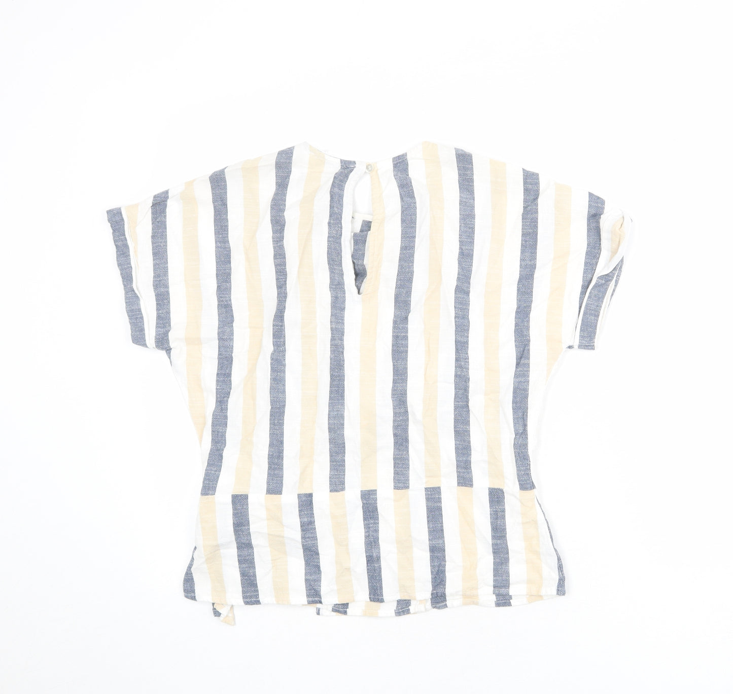 Warehouse Womens Multicoloured Striped 100% Cotton Basic T-Shirt Size 6 Round Neck