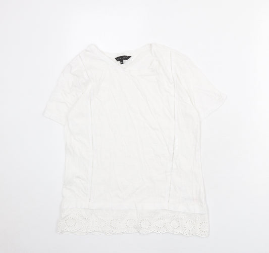 New Look Womens White 100% Cotton Basic T-Shirt Size 10 Round Neck
