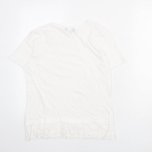 New Look Womens White 100% Cotton Basic T-Shirt Size 10 Round Neck