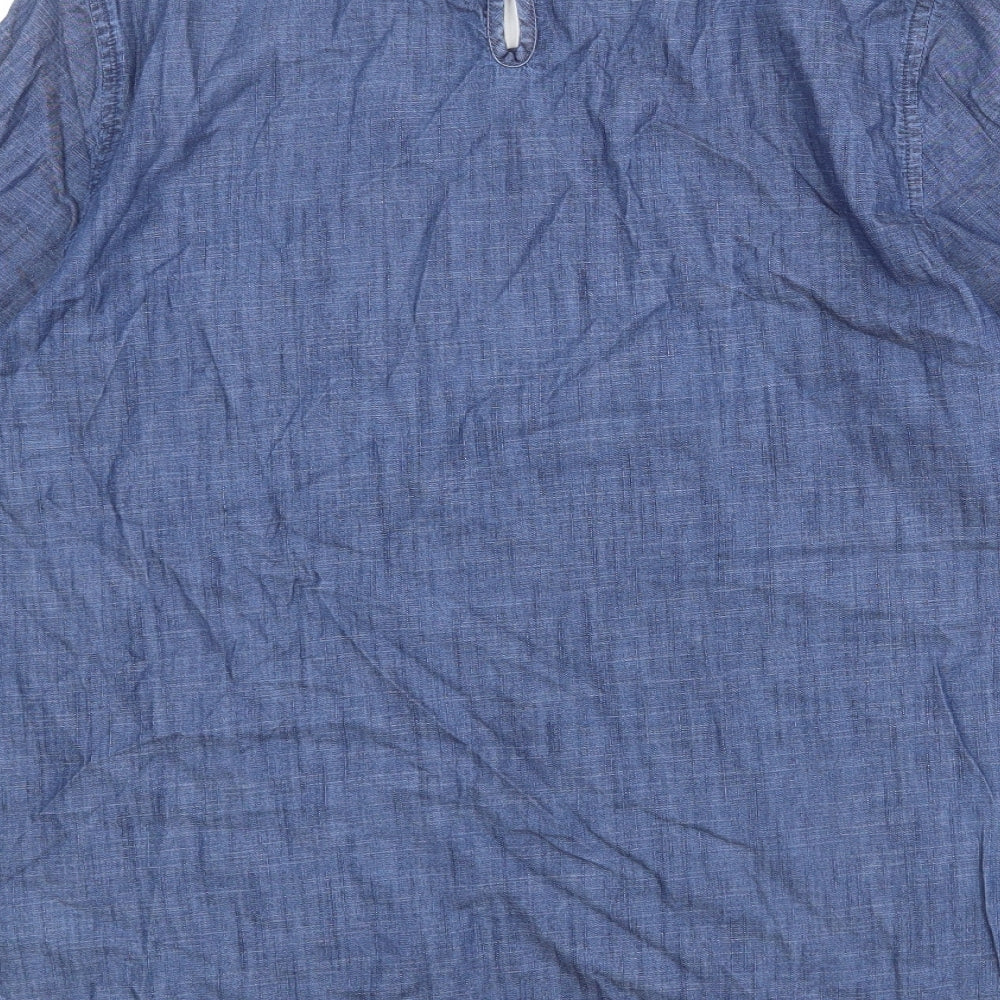 Bonmarché Womens Blue 100% Cotton Basic Blouse Size 18 Boat Neck
