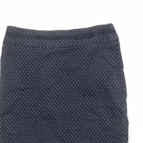 NEXT Womens Blue Polka Dot Cotton Straight & Pencil Skirt Size 10 Zip