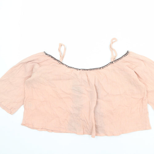 ASOS Womens Pink Cotton Basic Blouse Size 8 Off the Shoulder