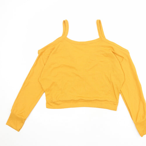 Boohoo Womens Orange Polyester Basic Blouse Size 8 V-Neck - Ribbed
