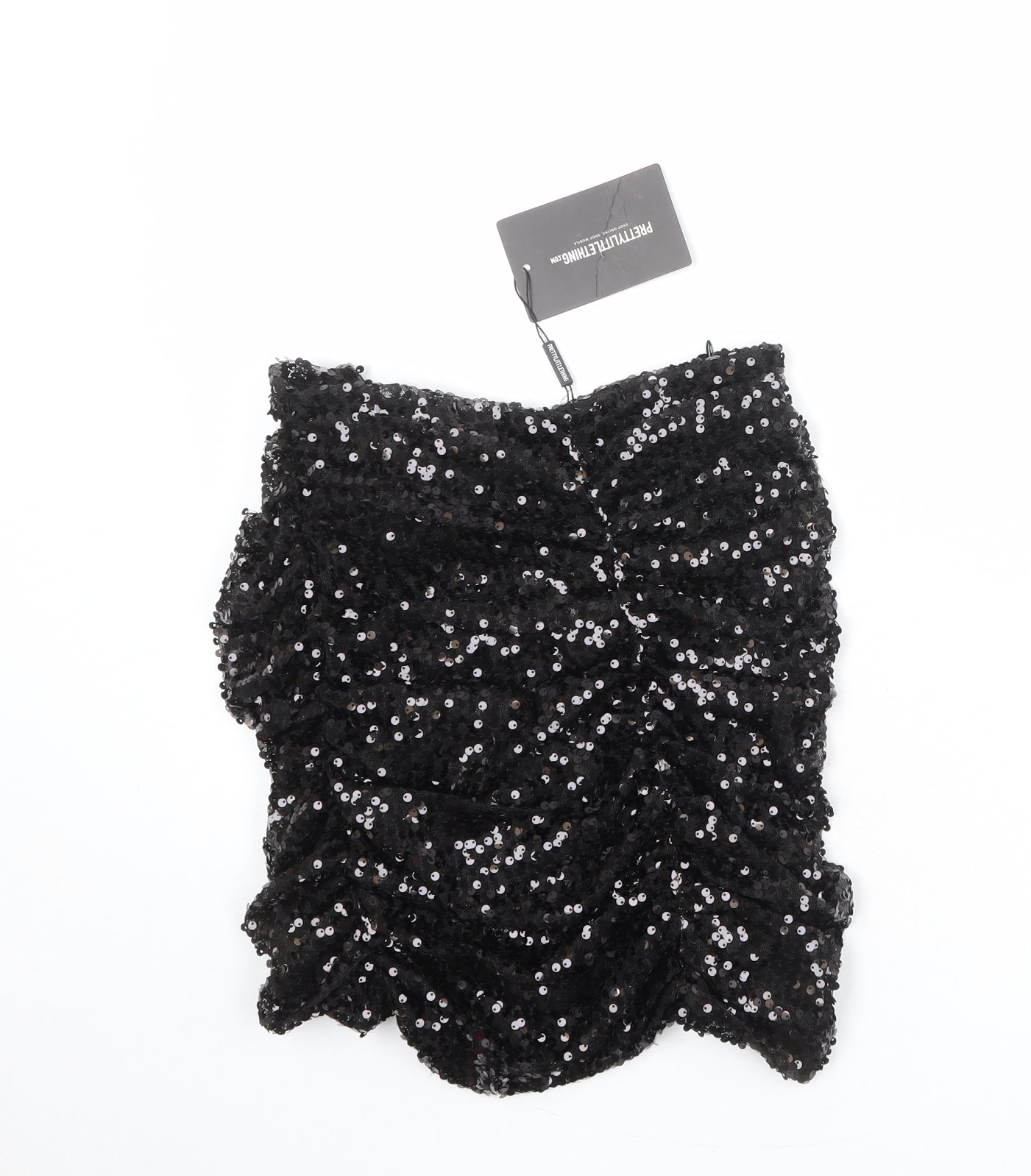 PRETTYLITTLETHING Womens Black Polyester Bandage Skirt Size 6
