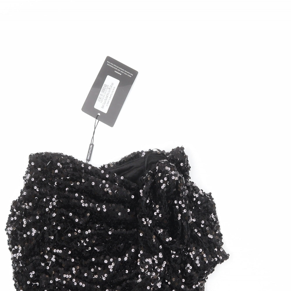PRETTYLITTLETHING Womens Black Polyester Bandage Skirt Size 6