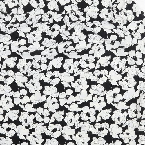 Marks and Spencer Womens White Floral Polyester Basic Blouse Size 18 V-Neck