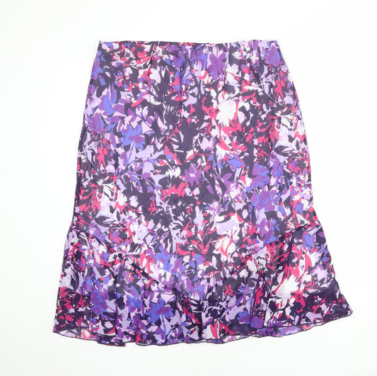 Emma Blake Womens Multicoloured Floral Polyester Swing Skirt Size 18