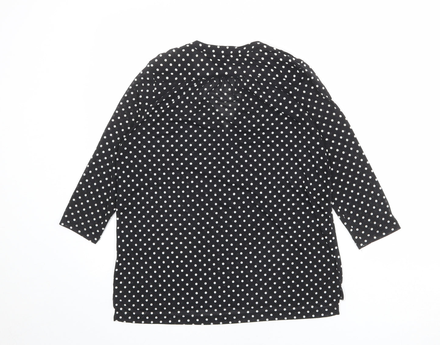 H&M Womens Black Polka Dot Polyester Basic Blouse Size S V-Neck