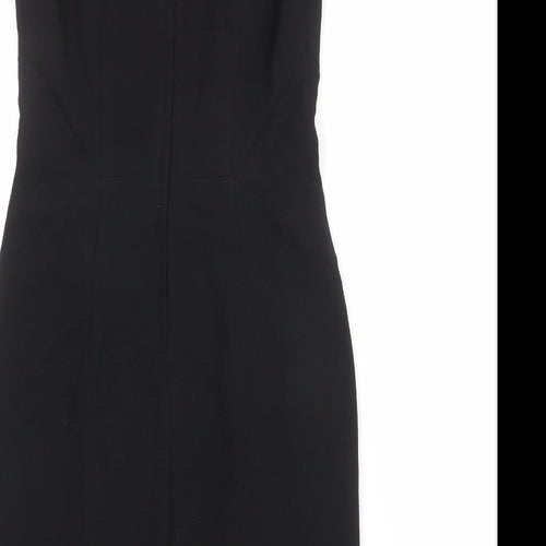 H&M Womens Black Polyester Shift Size 10 V-Neck Zip