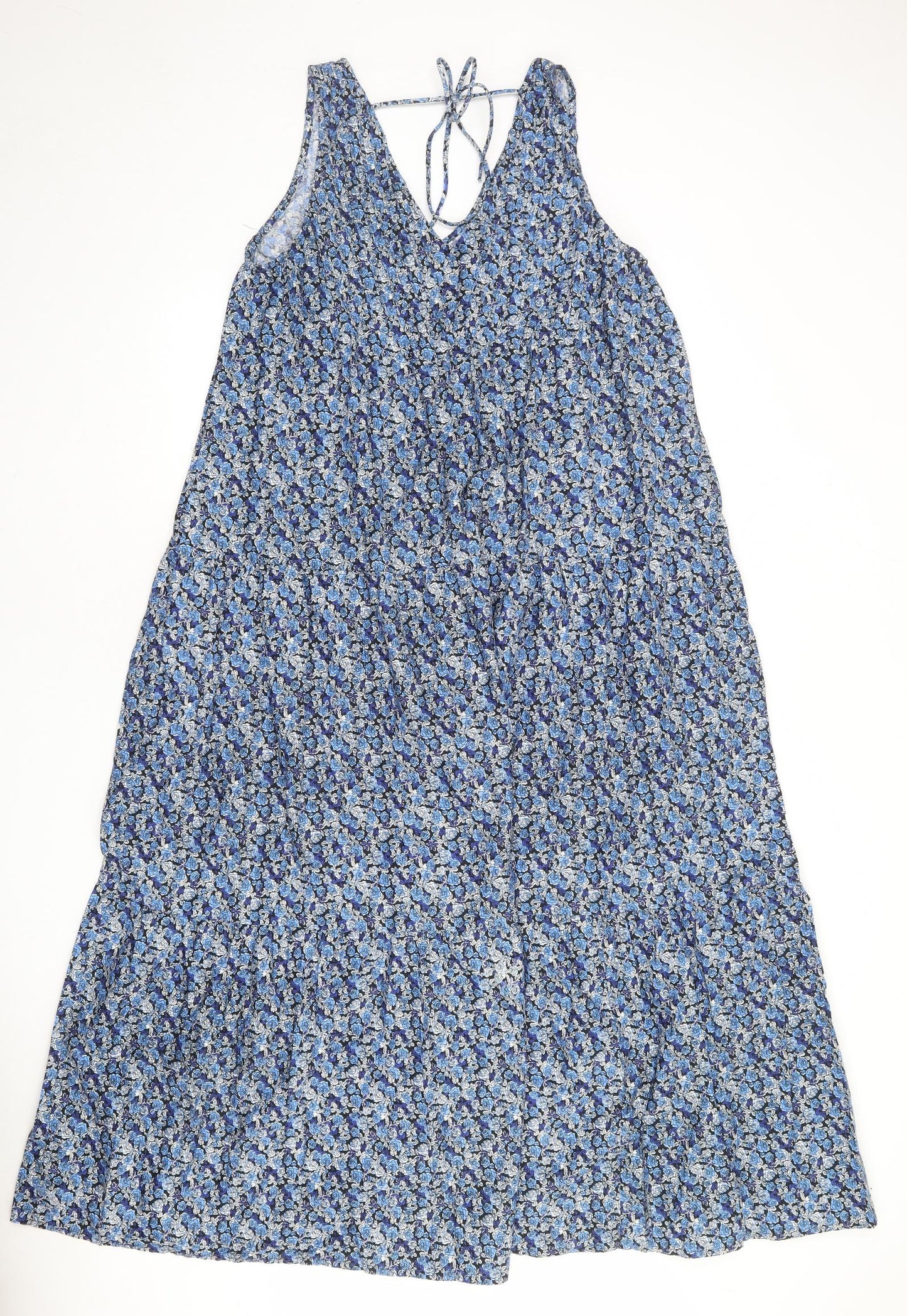 NEXT Womens Multicoloured Floral 100% Cotton Maxi Size 14 V-Neck Tie