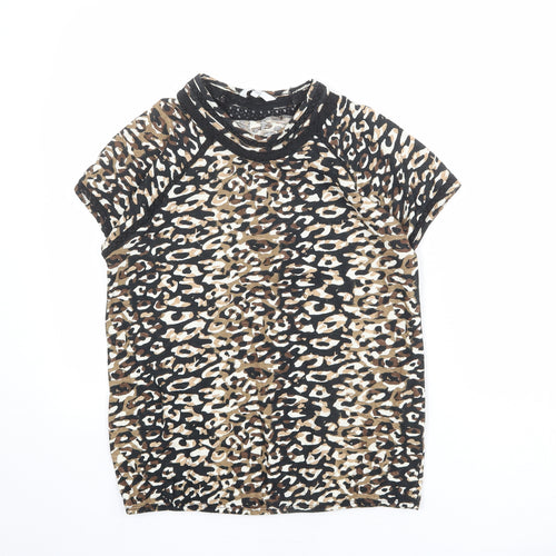 NEXT Womens Multicoloured Animal Print 100% Cotton Basic T-Shirt Size 12 Crew Neck
